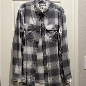 Men's Gray Plaid Casual Button Down Shirt